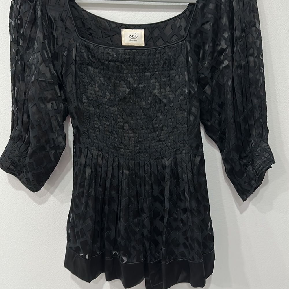 ECI New York Womens Tie Back  PleatedChiffon Blouse Sz 6P - Picture 8 of 16